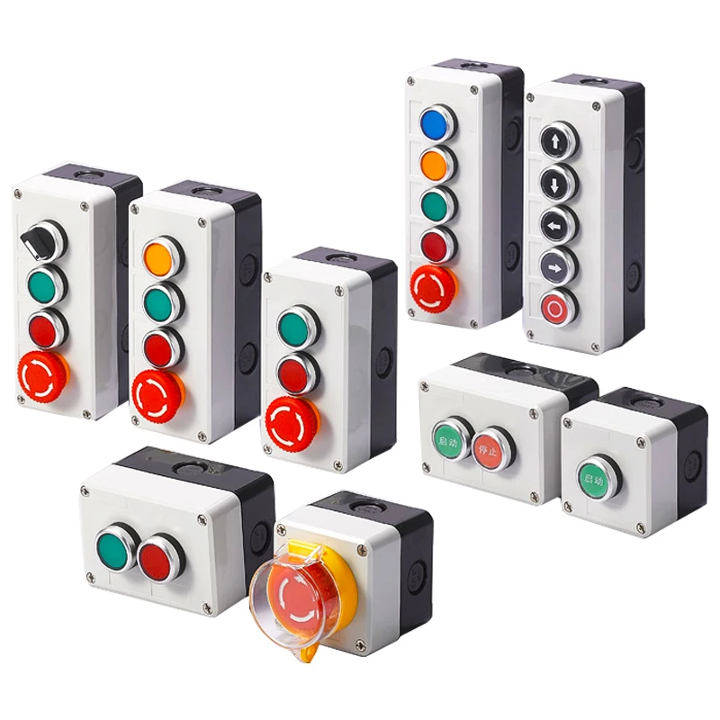 Four gears five gears Control box with button switch 24V / 220V with emergency stop button industrial switch waterproof box