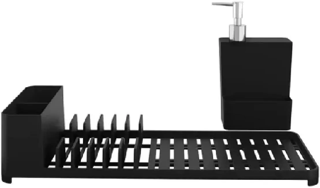 

Kit Pia Escorredor de Louça + Dispenser 99325/1008 Stand Rack Kitchen Dish Lid Drain Holder Organizer