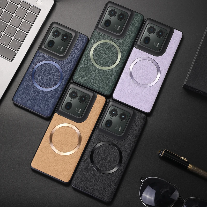 Противоударный кожаный чехол с текстурой личи и беспроводной зарядкой для Motorola