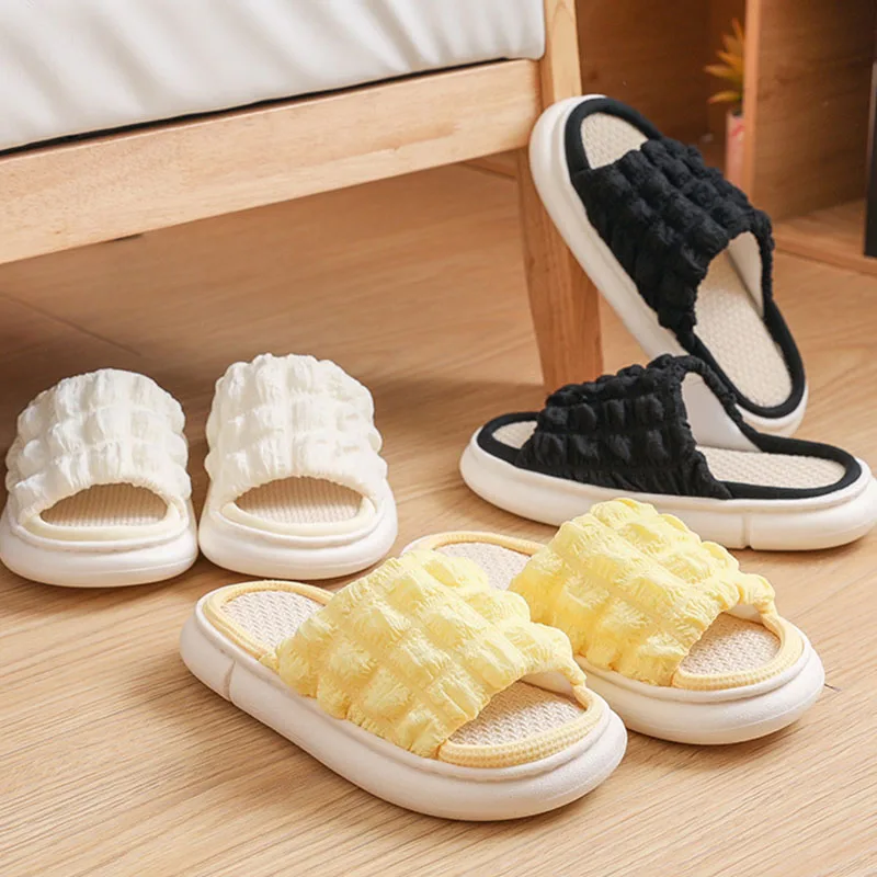 

Тапочки домашние женские на плоской подошве, Нескользящие, на толстой подошве