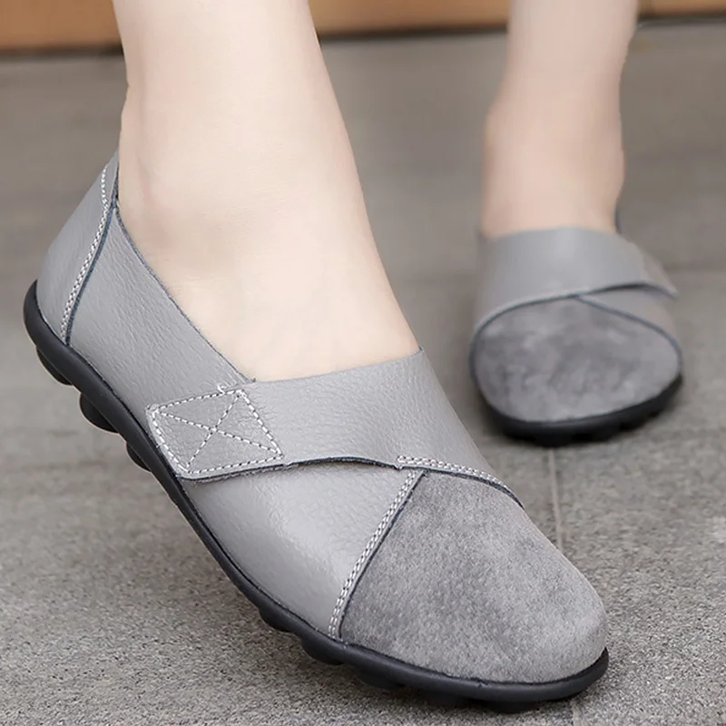 

Slicing Flat Shoes For Women Hook and Loop Antiskid Sewing Soft Slip-Ons Indoor And Outdoor Round Toe Loafers