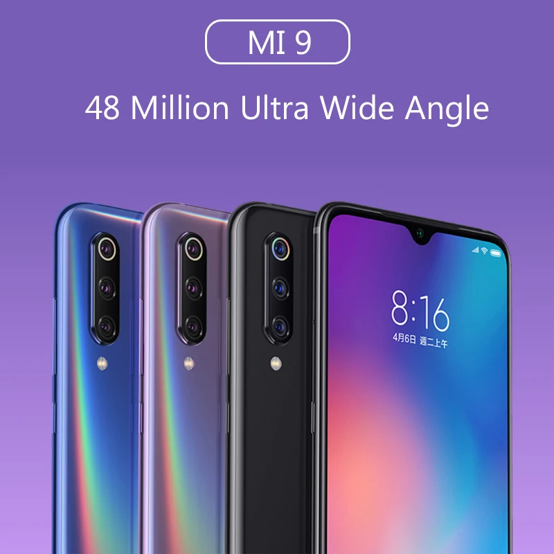 Xiaomi 9 Memory Smart Phone AMOLED 6.39 inch Display Snapdragon 855 3300mAh Battery Global Version
