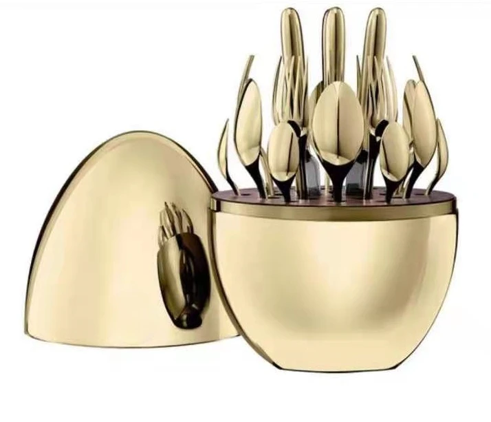 

Egg Dinner 24 Piece Set Stainless Steel Cutlery Luxury Cutlery Set Retro Quality Cutlery Western Food