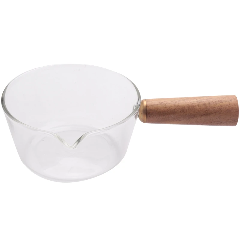 

Стеклянная молочная кастрюля с деревянной ручкой, 400 мл, кастрюля для приготовления салата, лапши, газовая плита, посуда