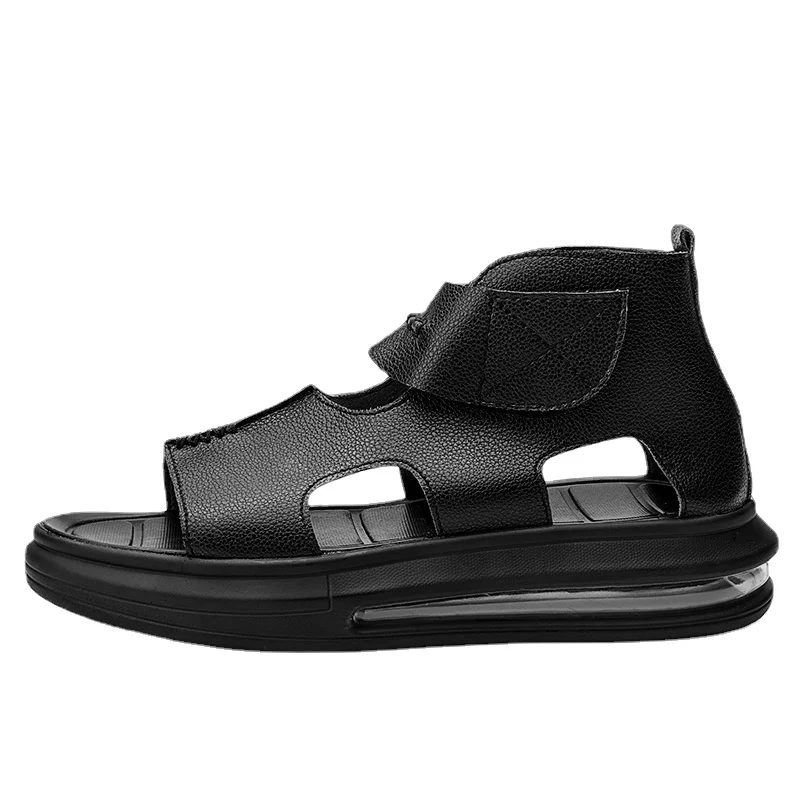 

Men Summer Sandals Breathable Outdoor Beach Sandals Leather Male Shoes Luxury Design Catwalk Fashion Air Thick Bottom Slippers