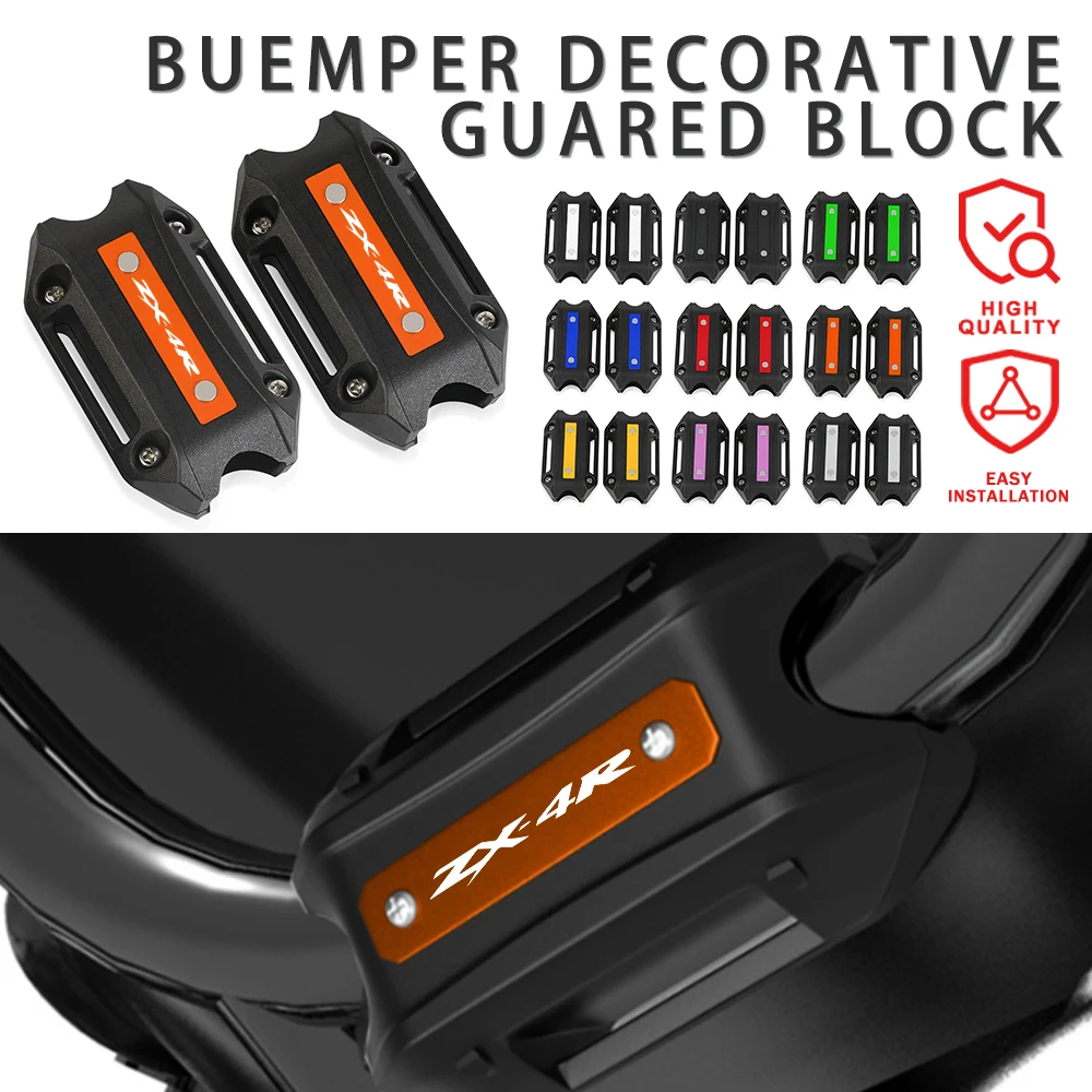 

2022 Motorcycle 25mm Crash Bar Bumper Engine Guard Protection Decorative Block For Kawasaki ZX4R ZX-4R ZX4 R ninja400 2021 2023
