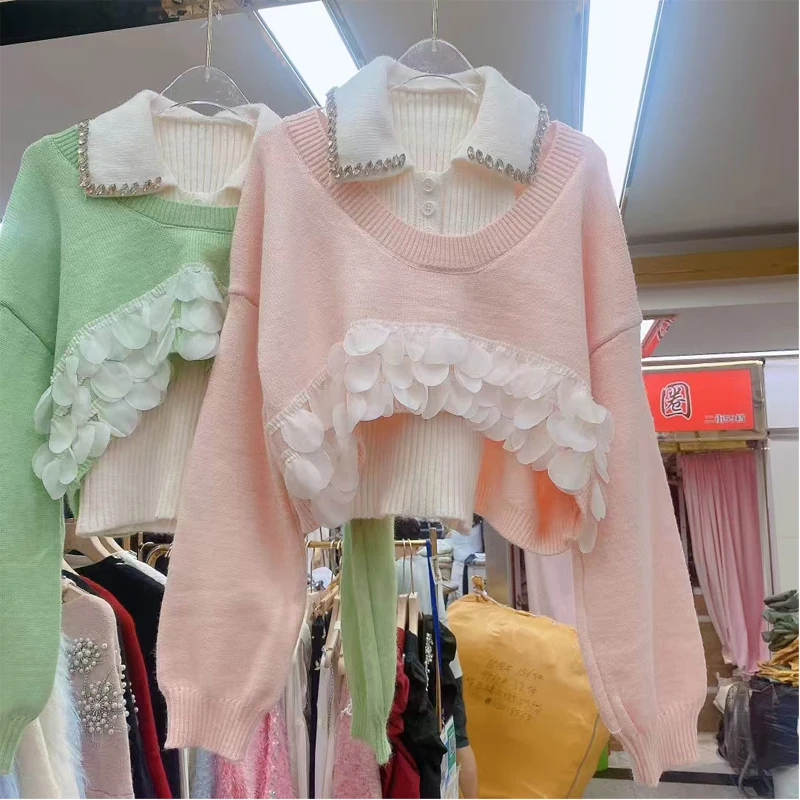 Осенне-зимний комплект женский новый корейский свободный вязаный свитер с