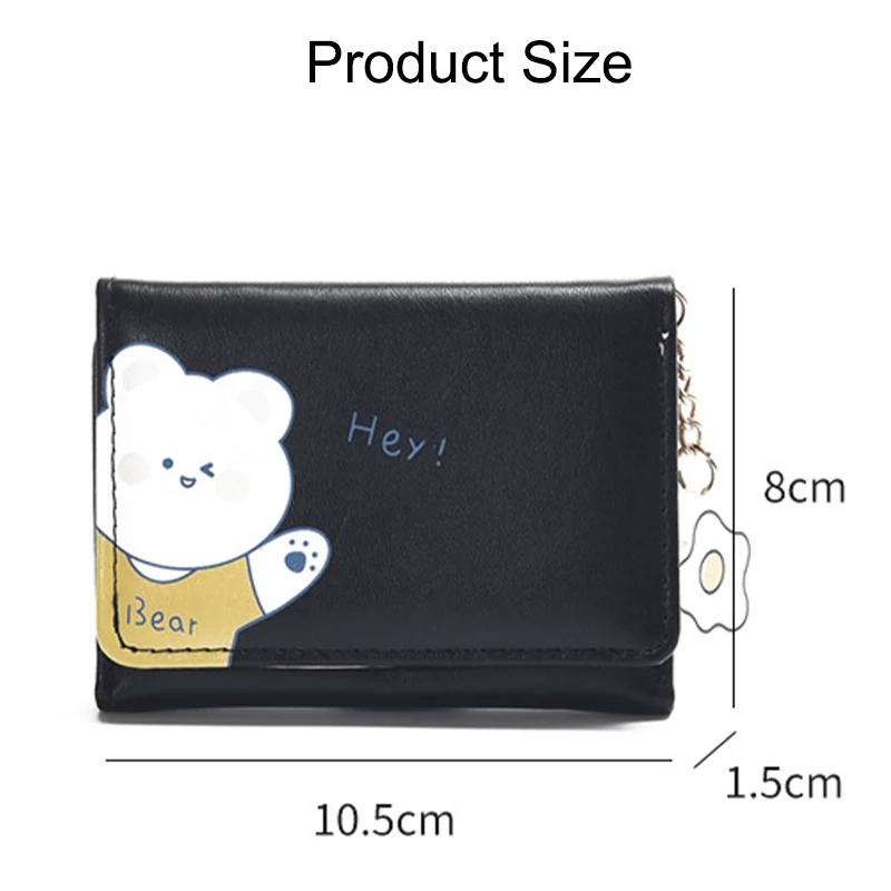 Women Short Cute Small Wallets Student Triple Fold Card Holder Girl ID Bag Card Holder Coin Purse Ladies Wallets Cartoon Purses