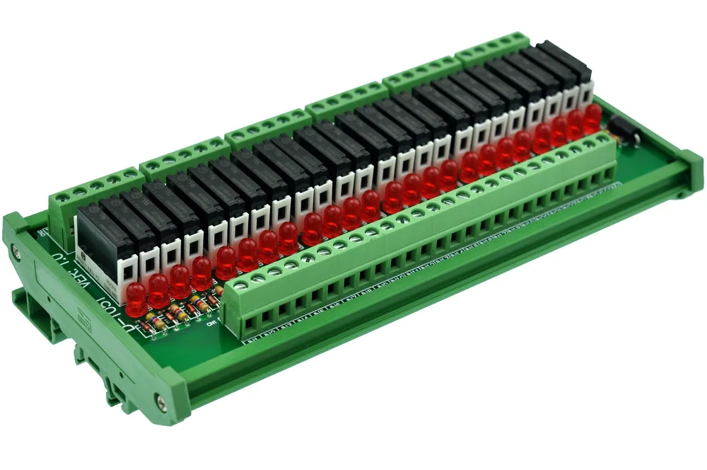 

CZH-LABS Slim DIN Rail Mount DC5V Sink/NPN 24 SPST-NO 5A Power Relay Module, APAN3105