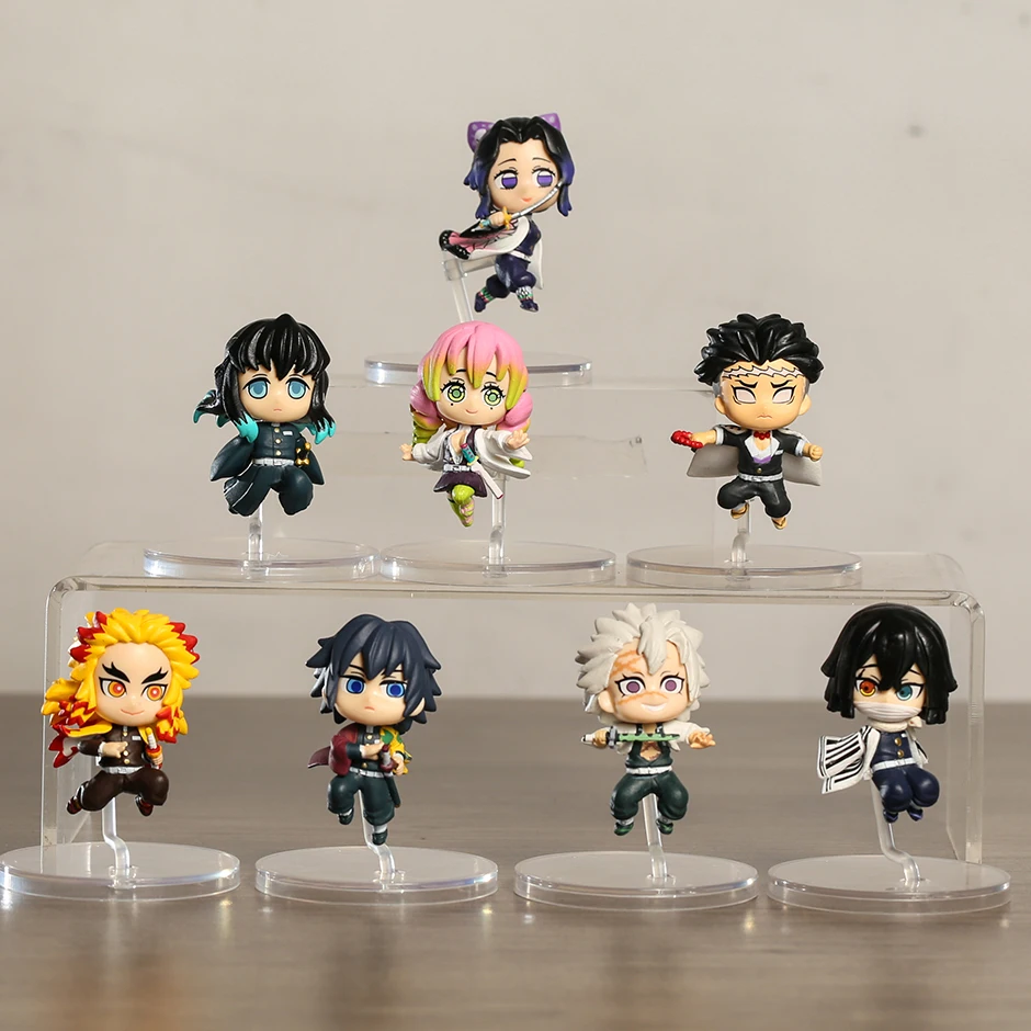 

5cm Demon Slayer Tokitou Muichirou Kanroji Mitsuri Tomioka Giyuu Iguro Obanai Q Version Mini PVC Toys Dolls Figures 4pcs/set