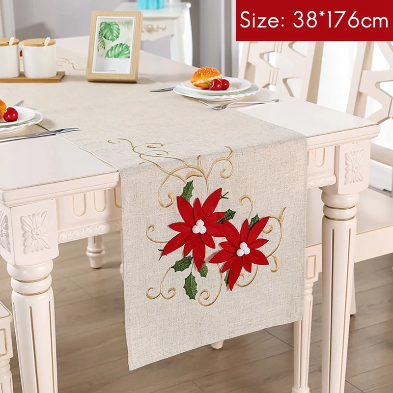 

Rustic Embroidered Floral Table Runner For Spring And Summer, Dresser Scarf Dining Coffee Home Tabletop Decoration