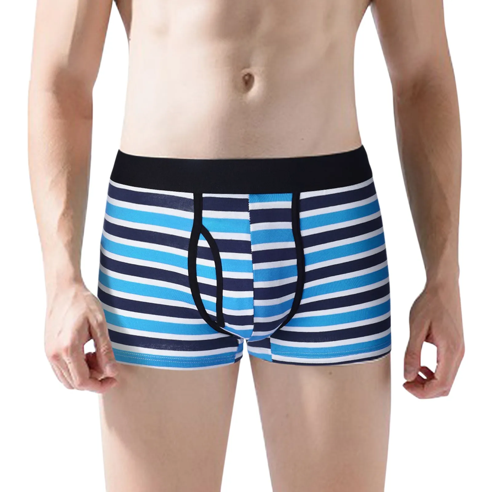 

Casual Men's Boxers Mid Wasit Striped Cotton Sports Briefs Underwear Soft Breathable Comportable Panties For Male Нижнее Белье