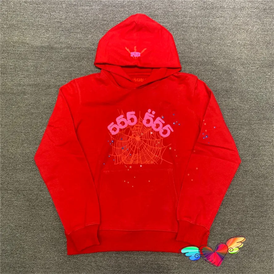 

2023 Red Sp5der 555555 Hoodie Men Women 1:1 High Quality Angel Number Puff Printing Graphic Spider Web Sweatshirts Pullovers