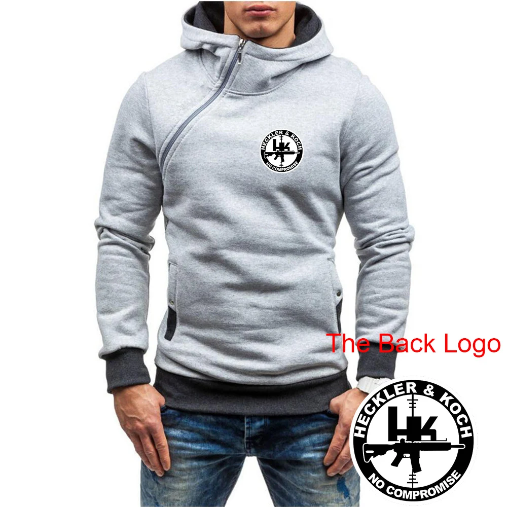 

Hk Heckler Koch No Compromise 2023 Harajuku New Hoodie Men Diagonal Zipper Long Sleeve Casual Pullover Streetwear Sweatshirt