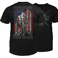 i fear no evil psalm 234 american crusader t shirt 100 cotton short sleeve o neck casual t shirts loose top new size s 3xl