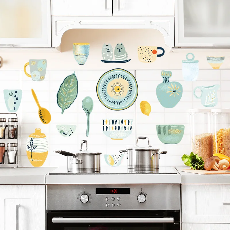 

Restaurant kitchen logo sticker self-adhesive waterproof luxury simple cabinet refrigerator wall stickers
