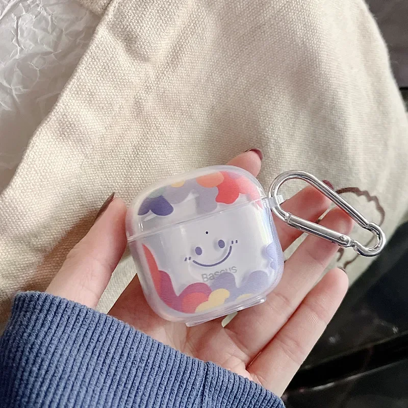 Прозрачный чехол для наушников с рисунком улыбки Baseus E3 TWS