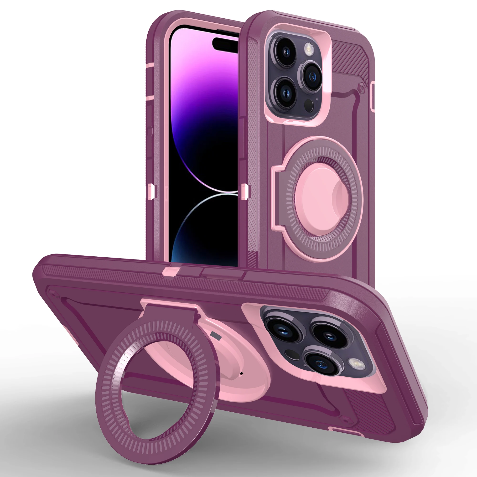 Magnetic Wireless Charger Case For iPhone 14 Pro MAX 14 Plus 13 Pro 12 Shockproof Armor Hybrid Rugged Ring Bracket Phone Cover