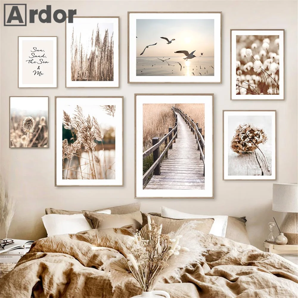 

Reed Dandelion Dried Flower Wheat Lake Bridge Quotes Canvas Painting Nordic Wall Art Poster And Print Pictures Living Room Decor