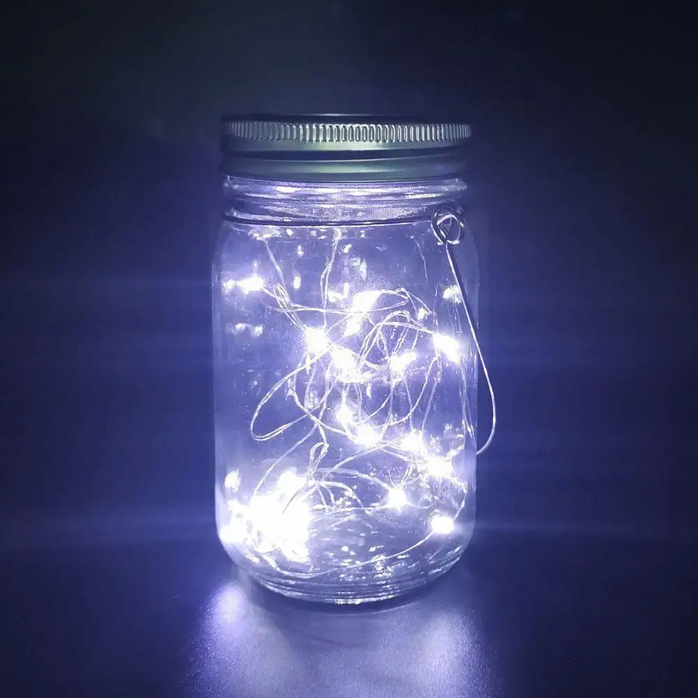 

6PCS Solar Mason Jar Lid Light With 1m String Lights Handle 10 LEDs Hanging Lantern Lamp For Garden Decoration Colorful Lig N1Q9