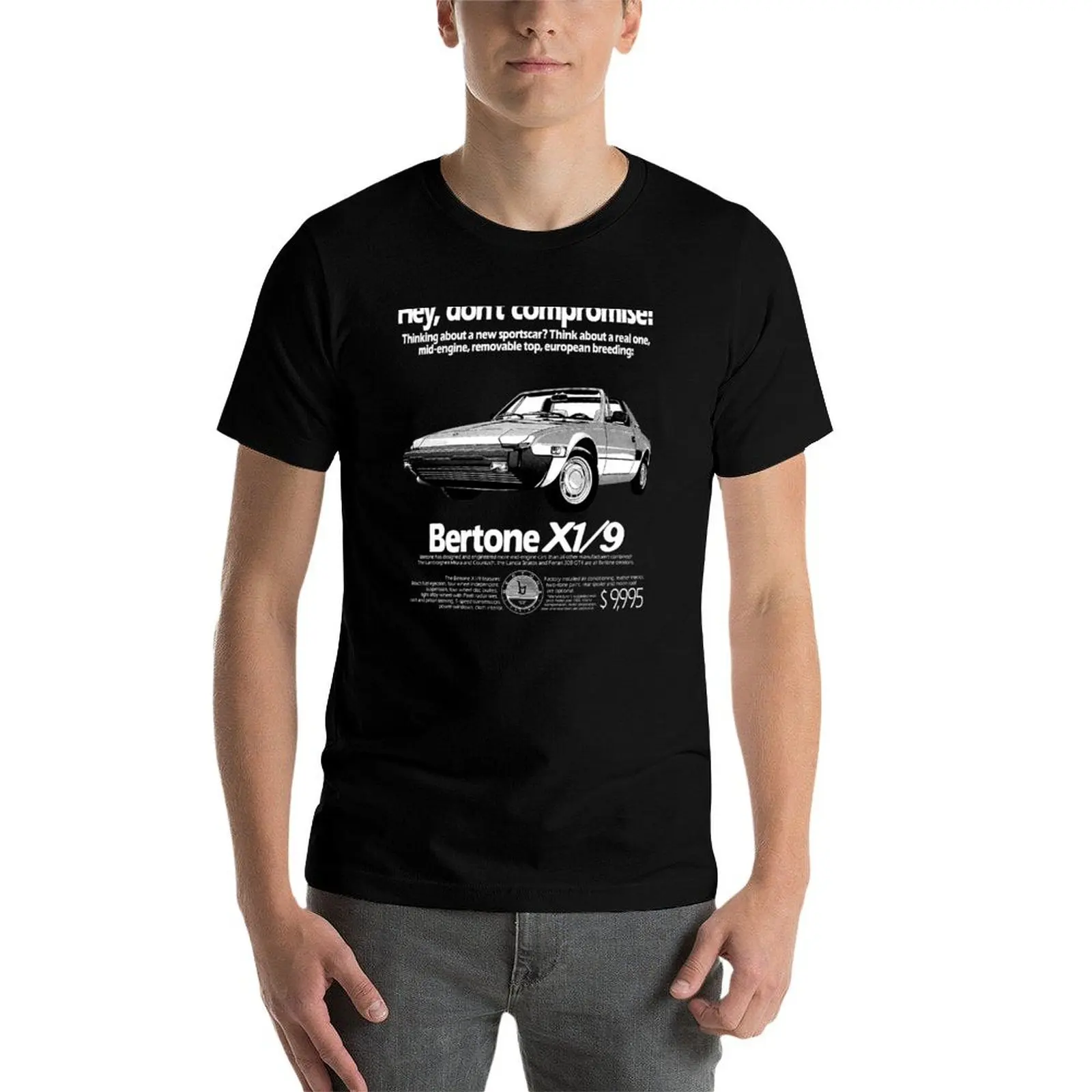 Фото X1/9 BERTONE - ADVERT T-Shirt, мужские футболки, облегающие футболки, хлопковые футболки из 100% хлопка, мужская футболка №3