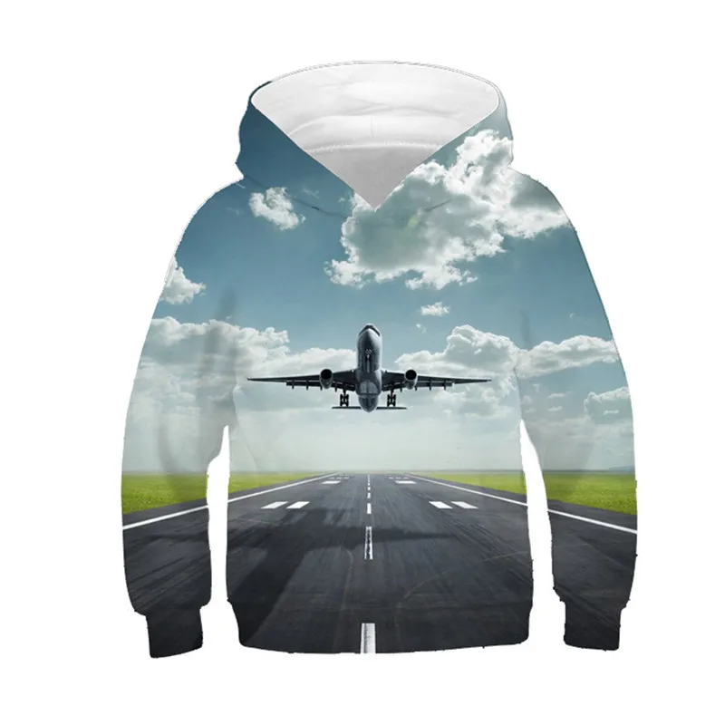 

Hoodies 3D Print Aircraft Runway Blue Sky Sweatshirts Boys Girls Cartoons Hooded Sweatshirts Kids Fashion Pullovers Clothes Coat