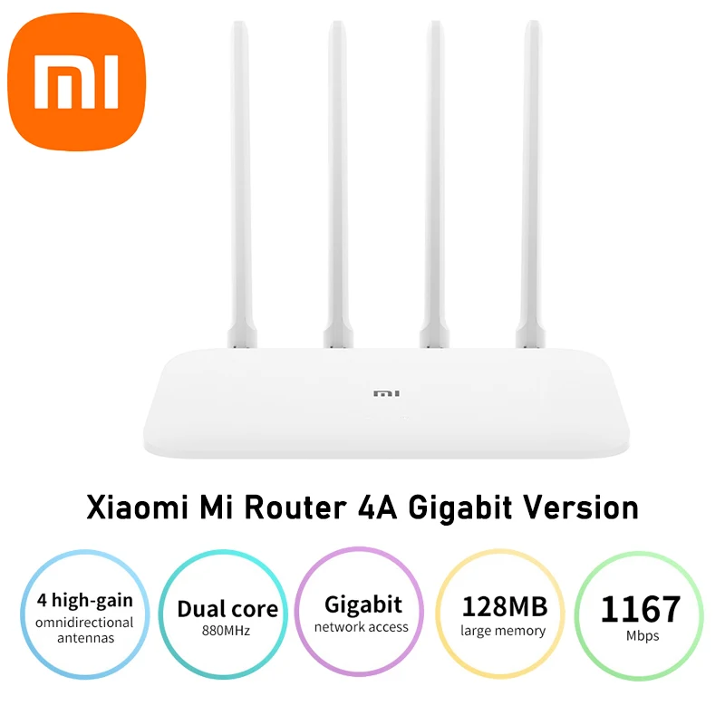 

New Xiaomi Mi Router 4A Gigabit Version 2.4GHz 5GHz WiFi 1167Mbps WiFi Repeater 128MB DDR3 High Gain 4 Antennas Network Extender