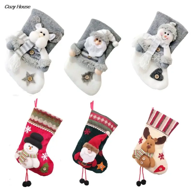 

Christmas Socks Candy Gift Bag Stocking Decor Knitting Socks Christmas Tree Pendant Decorations