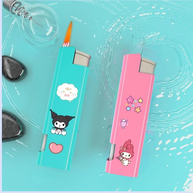 

Sanrio's cute My melody Kuromi Pochacco Cinnamoroll new fashion creative cartoon pattern straight red flame inflatable lighter