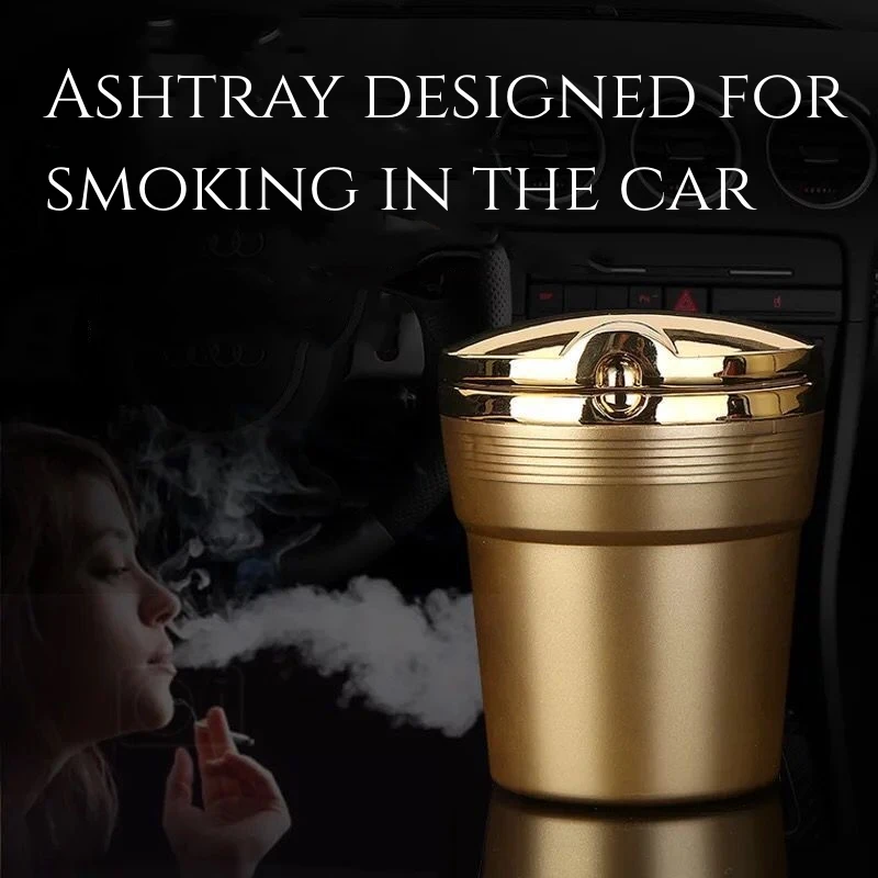 

Car Ashtray with LED Mini Trash Can Garbage Holder Ashtray Storage Bag Accessories Auto Door Seat Back Visor Trash Paper Dustbin