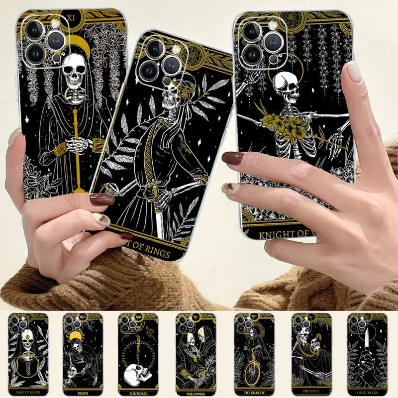 

Death Tarot Phone Case For iPhone 8 7 6 6S Plus X SE 2020 XR XS 14 11 12 13 Mini Pro Max Mobile Case