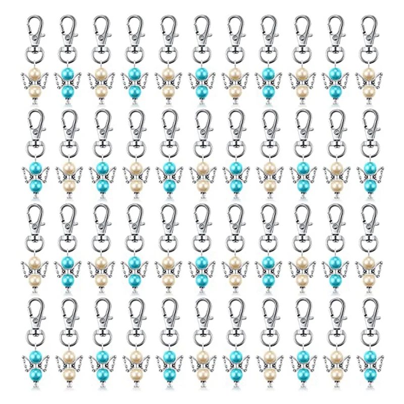 

Kili 100 Pieces Angel Favor Keychains Angel Pearl Keychains Baptism Favor Keychain Guest Return Favors Key Chains For Girl