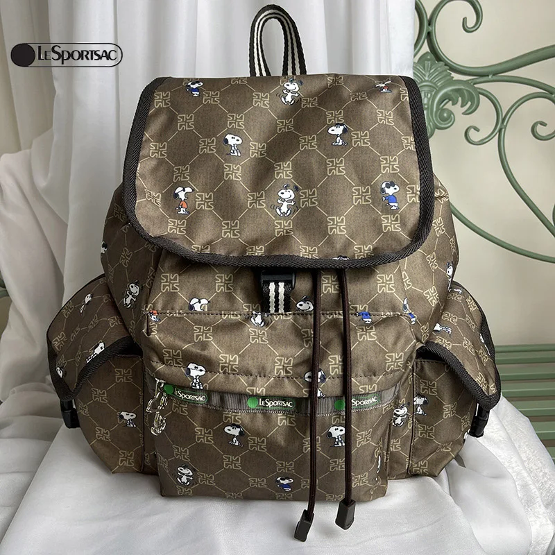 

Kawaii Sanrio Snoopy Lesportsac Повседневный Большой Вместительный рюкзак на шнурке дорожная сумка короткий рюкзак для путешествий Игрушки для девочек