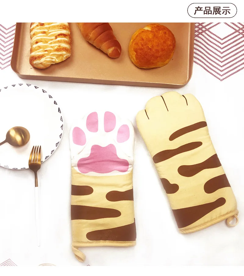 

Cute Cat Paws Oven Heat Insulation Gloves Microwave Anti-scald Cotton Gloves Heat Resistant Insulation Kitchen Baking Supplies