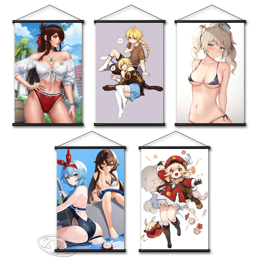 

Genshin Impact Posters Canvas Klee Paintings Modular Barbara Picture Game Hanging Scrolls Wall Art Print Home Cuadros Decorative