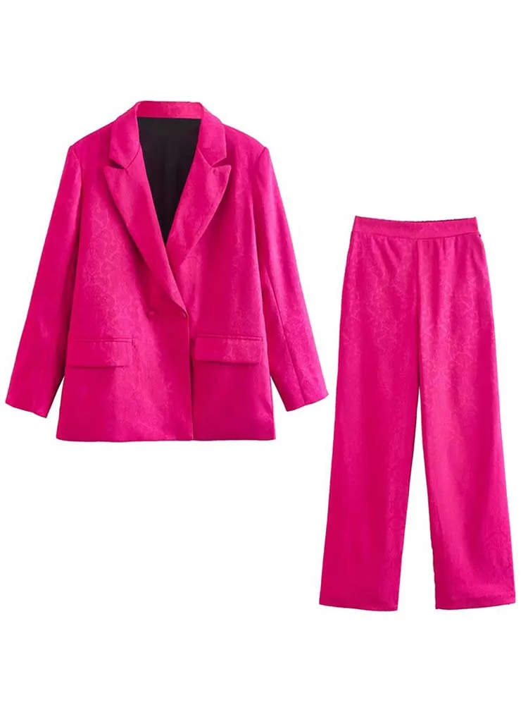 

Женские костюмы KLKXMYT TRAF, элегантный комплект из 2 предметов, модный жаккардовый Блейзер, костюм, женские брюки, комплекты