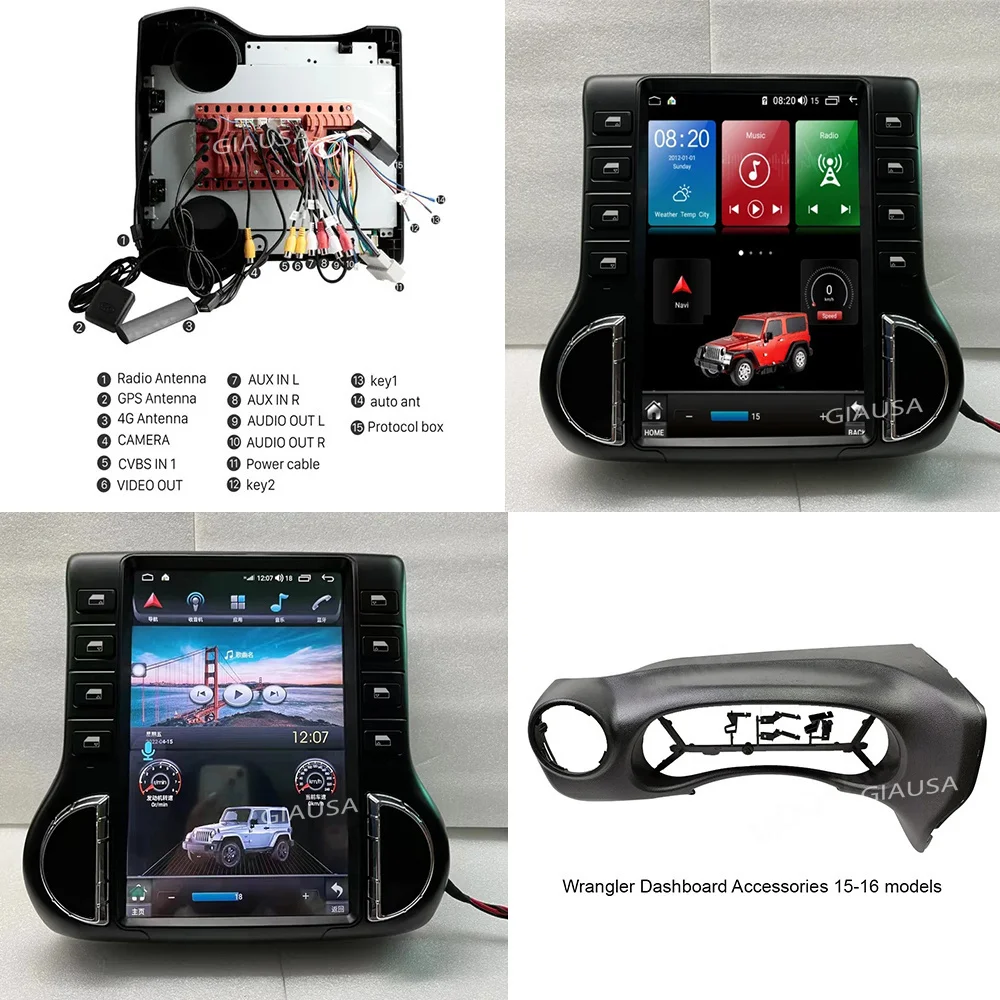 Автомобильный радиоприемник в стиле Tesla Android 13 для Jeep Wrangler 3 JK 2011-2017 мультимедийный