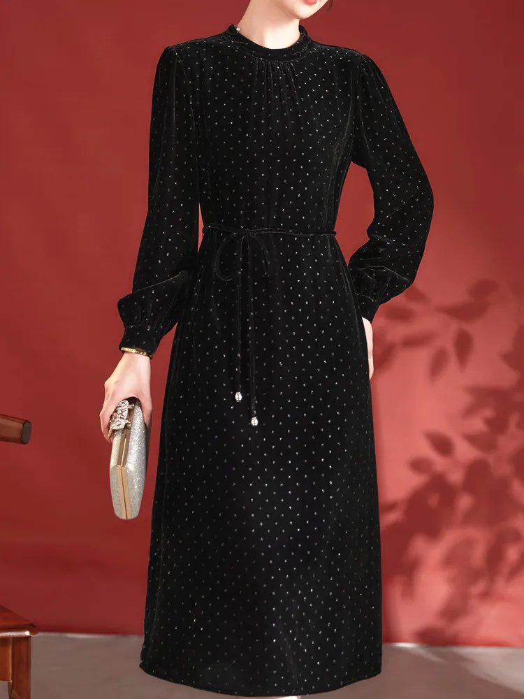 Silk Gold Velvet Dress Women 2025 New Hangzhou High end Luxury International Famous Brand Skirts