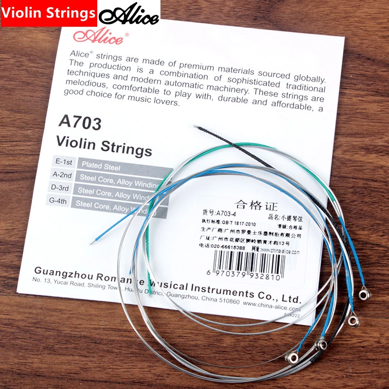 

Alice A703 Professional Alloy Winding Silver Steel Violin Strings For 4/4 3/4 Size German Silver Winding 4/4 4 Pieces A/D/G/E