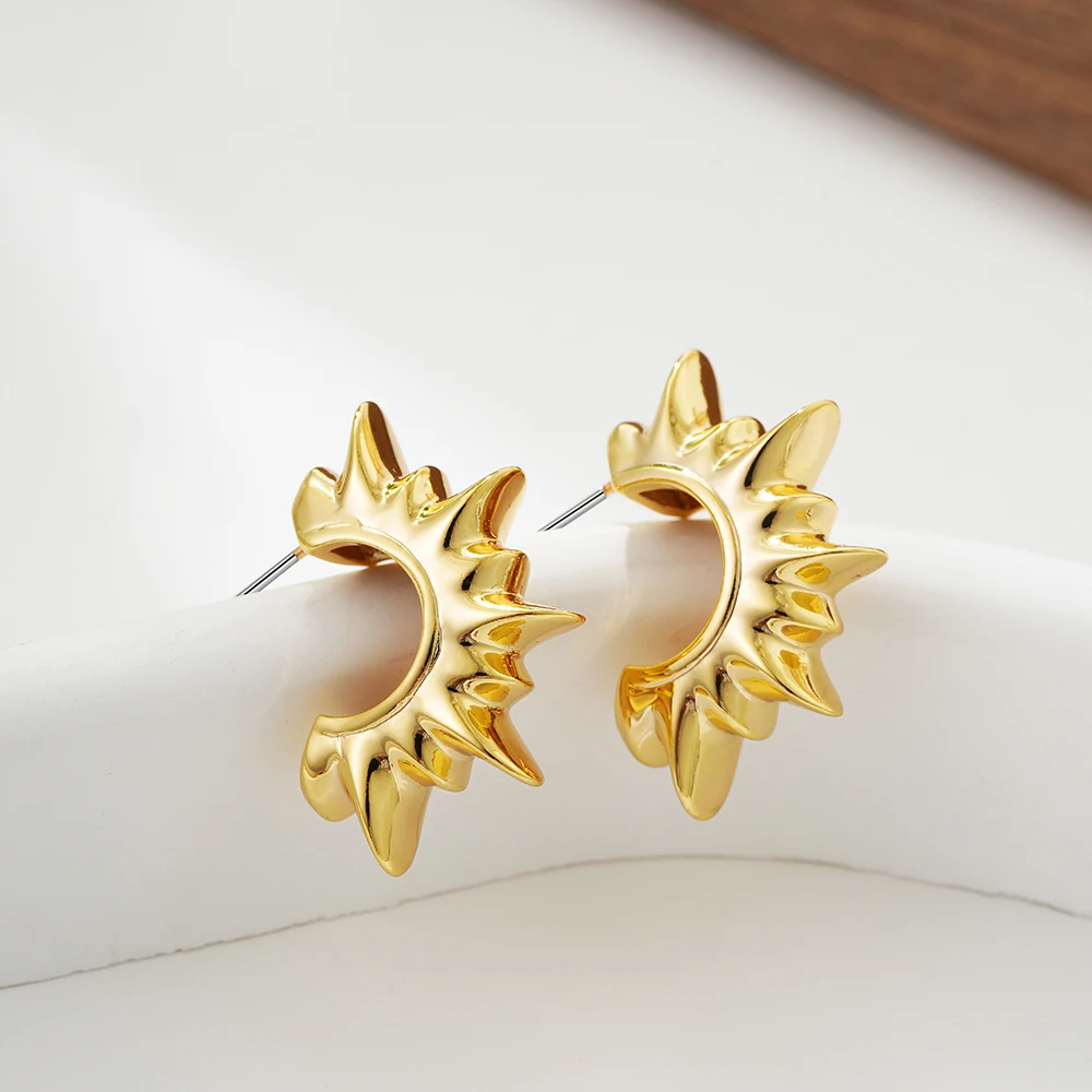 Женские позолоченные серьги-кольца в стиле панк