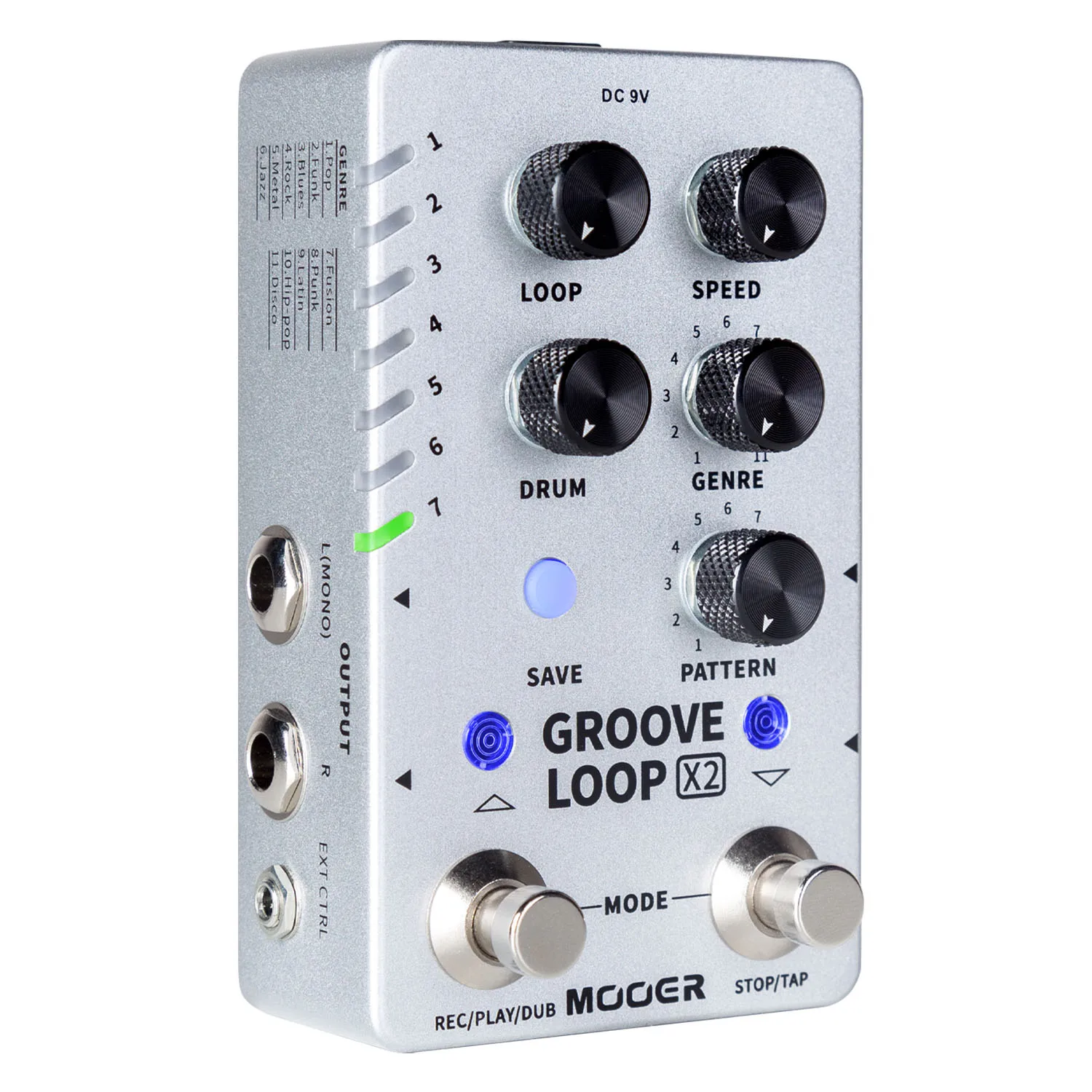 Mooer Groove Loop X2 Гитара педаль петлителя Stereo Mono Looper 140 минут петли 121 барабанные