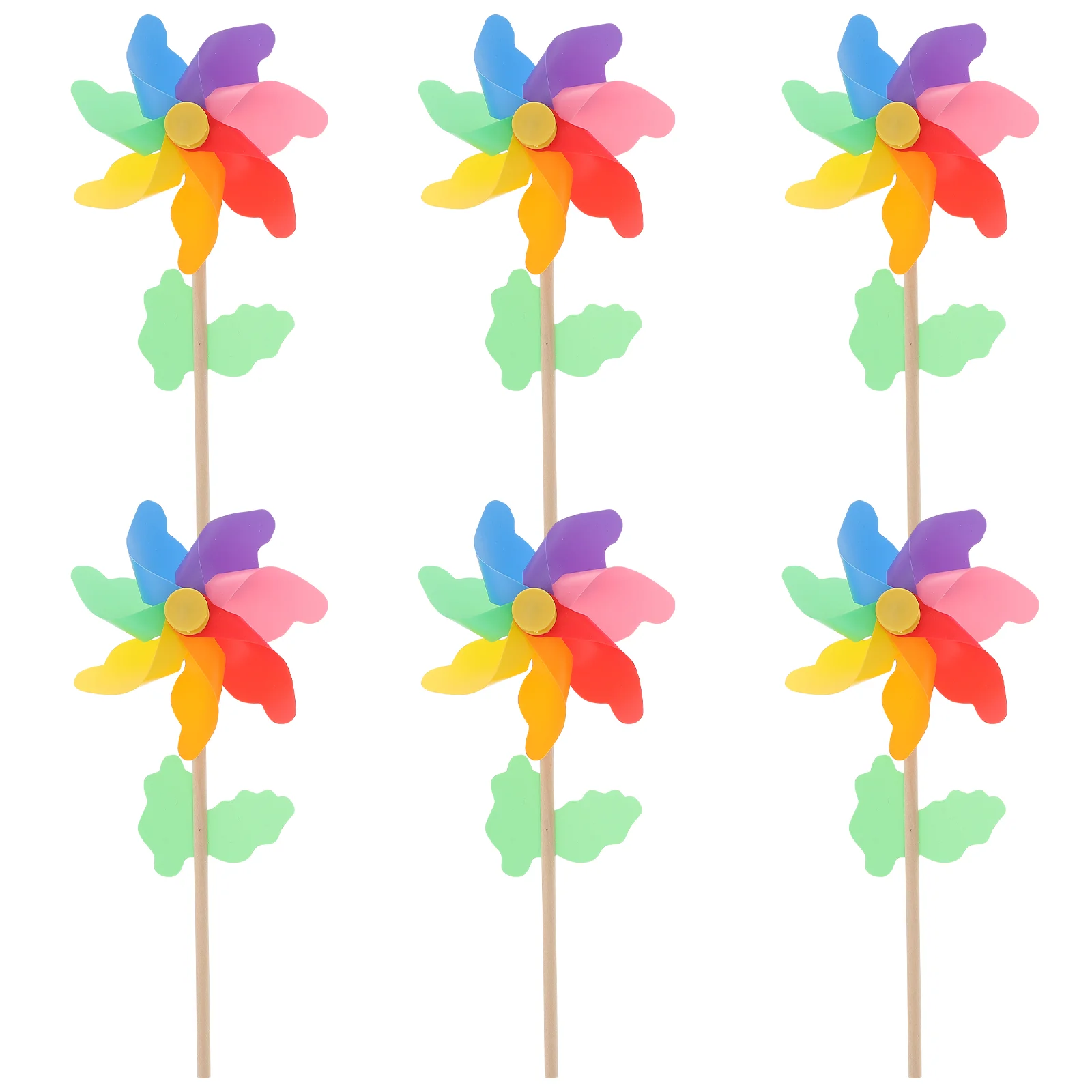 

6 PCS Kids Play Sets Pinwheel Party Decor Bike Accessories Wind Spinners Rainbow Poly Outdoor Playset Decorations