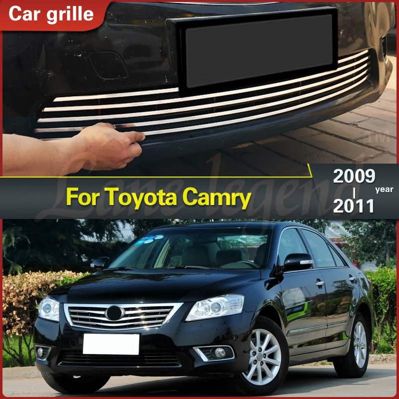 

Car Styling 1 Pcs Stainless Steel Chrome Front Grille Front and Rear Decorative for Toyota Camry 2009-2011 2010 Racing Grills