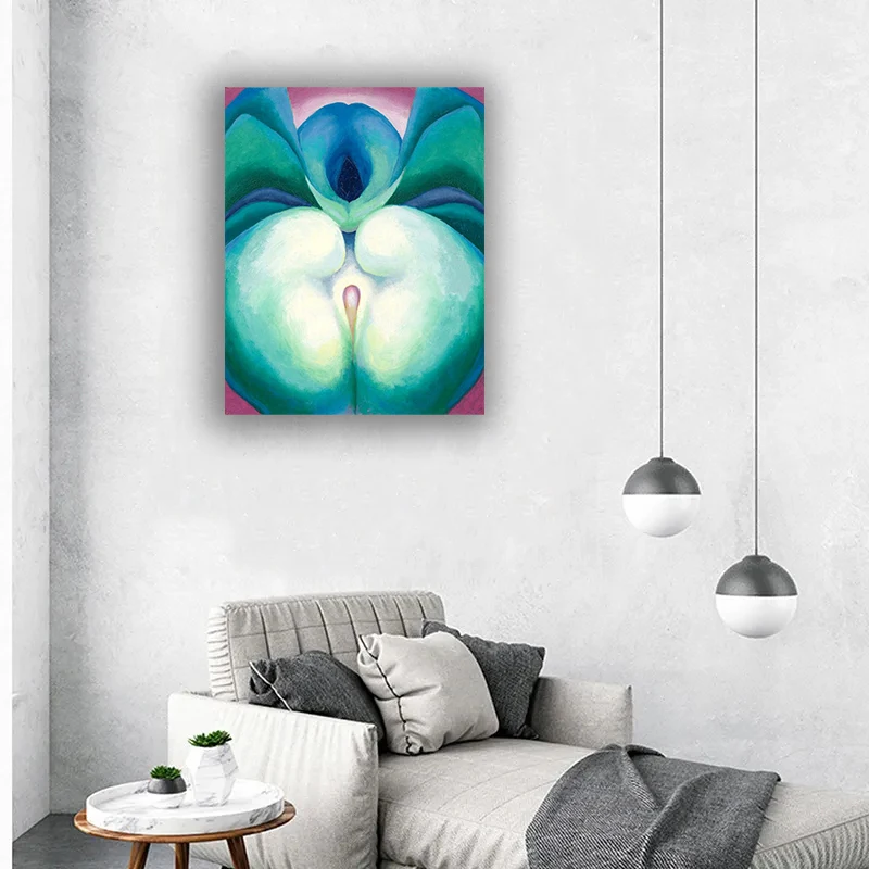 Джорджия о'keeffe абстрактный художественный постер Белая и синяя форма цветов на