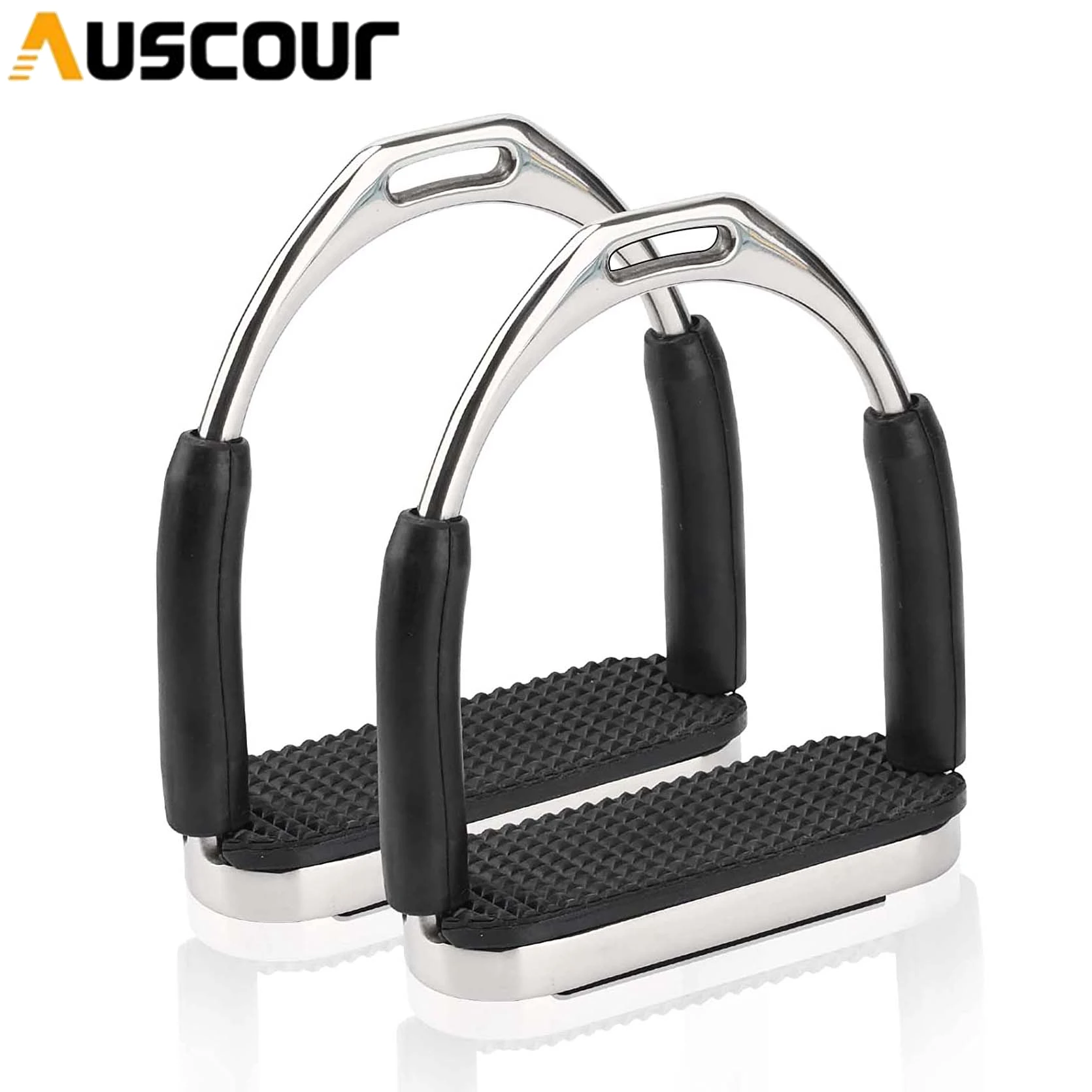 

Flex Stirrups English Stirrups Saddle Heavy Duty Stainless Steel Western Stirrups with Rubber Pad Knee Ankle Stress Pain Relief