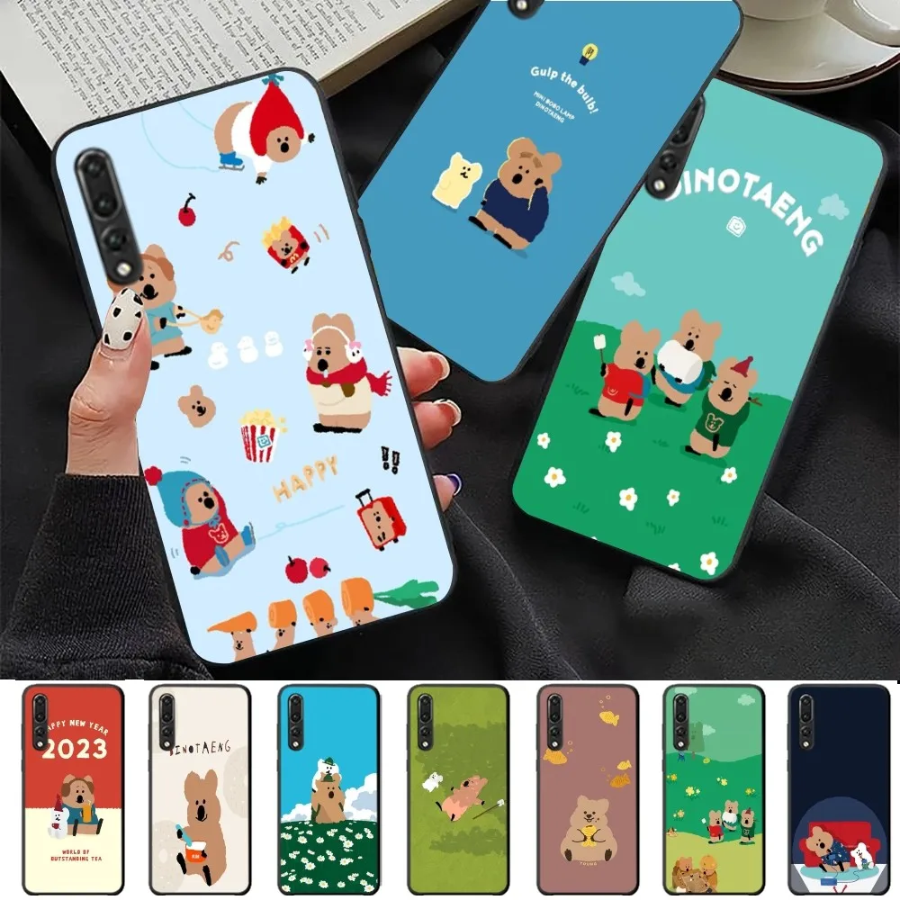 Cute D-Dinotaeng Bear Phone Case For Huawei P 8 9 10 20 30 40 50 Pro Lite Psmart Honor lite 70 Mate 20lite