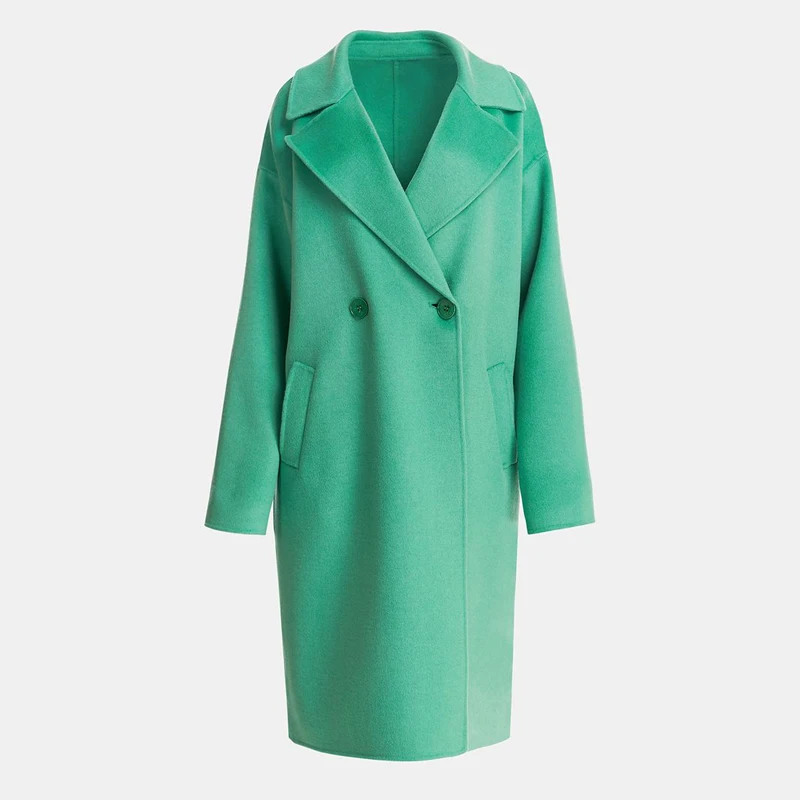 Красное свободное Женское шерстяное пальто-простой дизайн от средней до длинной