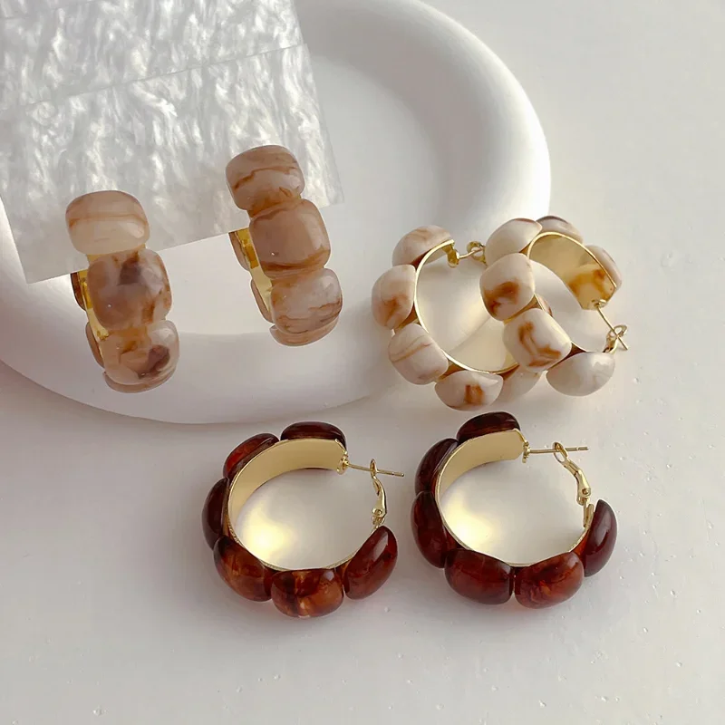 Серьги-кольца Minar золотые полимерные