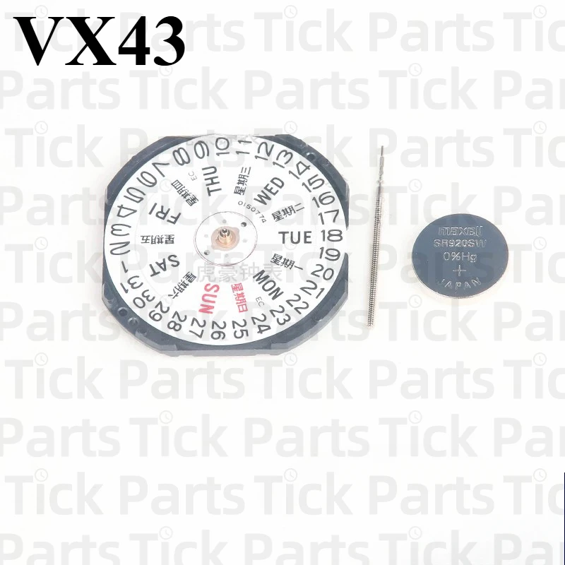Новый кварцевый механизм Epson VX43 японский Mouvement оригинальный двойной календарь VX43E