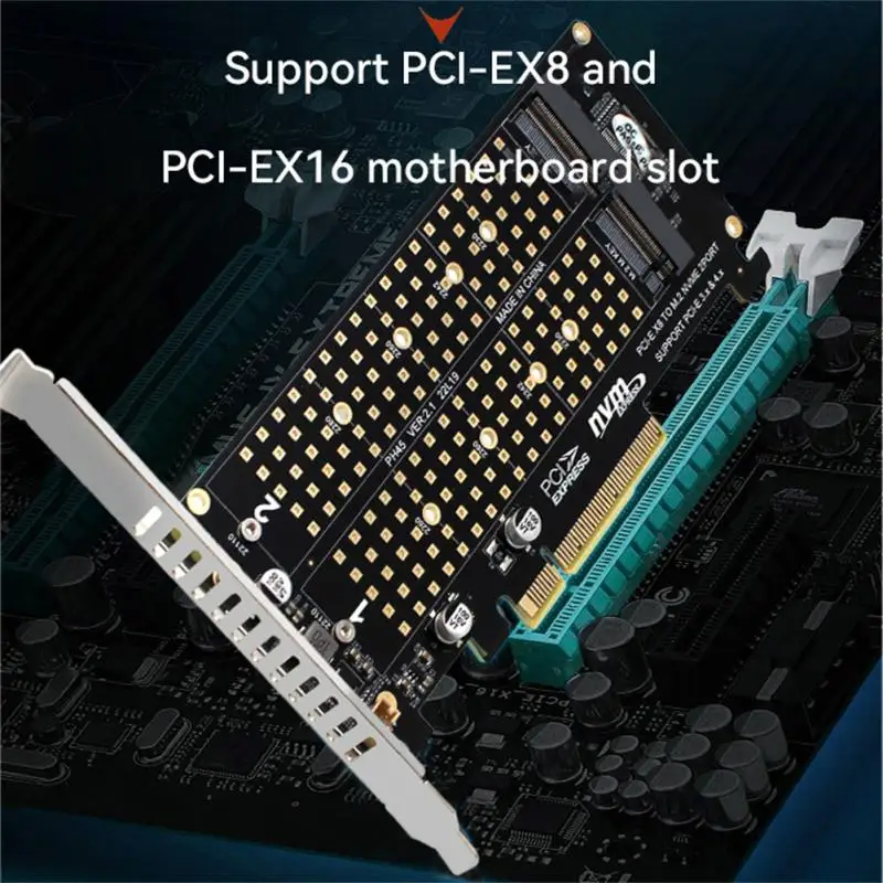 

PCI-EX8 Dual-disk NVME M.2 MKEY SSD RAID Array Expansion Adapter Card Motherboard PCIE Split Card Brand New High Quality